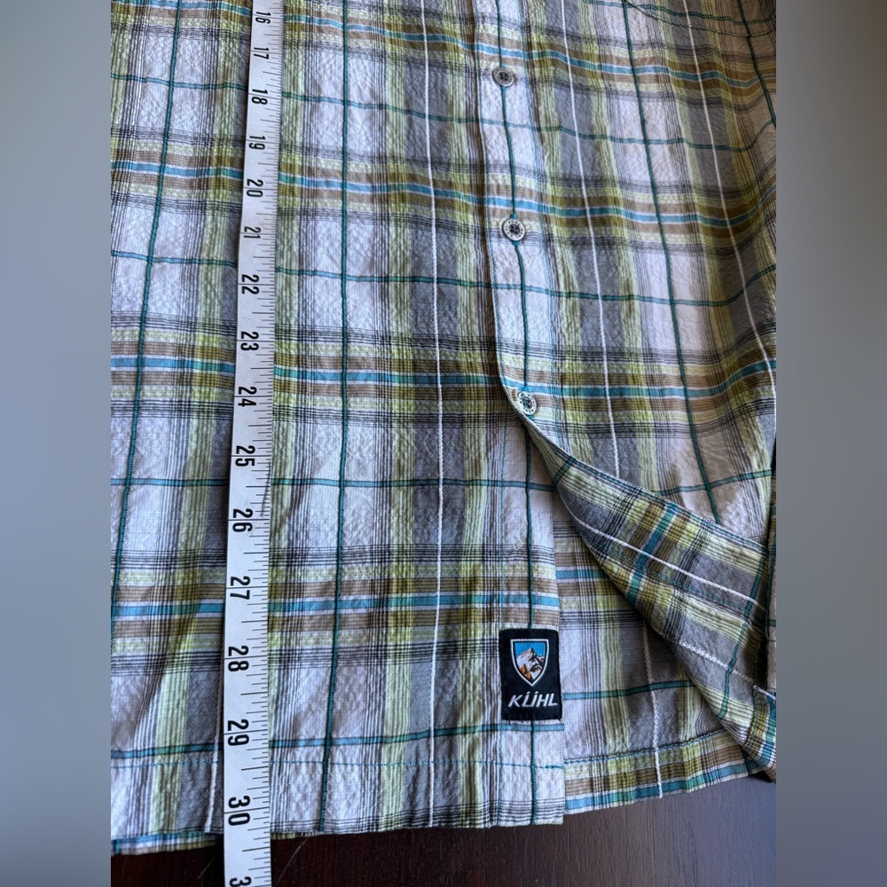 KUHL Mens XL Crinkle Stallion Short Button Up Lightweight‎ Green Outdoor Hiking - Picture 9 of 9